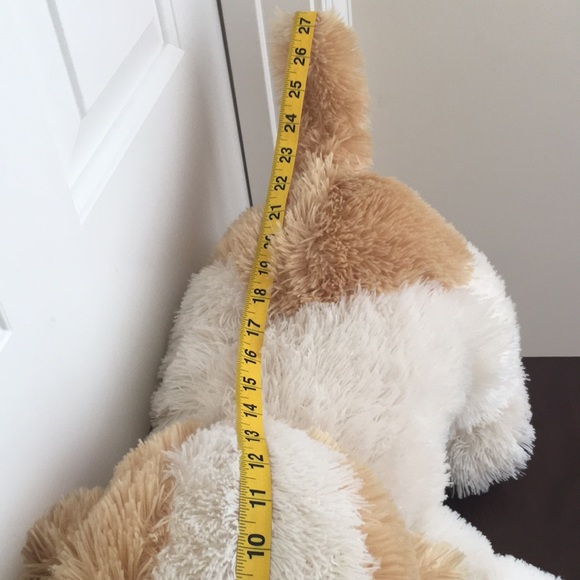 Large Puppy Stuffed Animal New White Tan Red Bow NWT - Picture 8 of 12